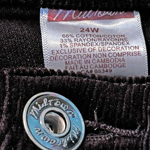 NEW PHOTOS! CORDUROYS, DENIM BOOTCUT, BLACK, SIZE WOMEN 24W, STRETCH FABRIC, FLY - Picture 12 of 16